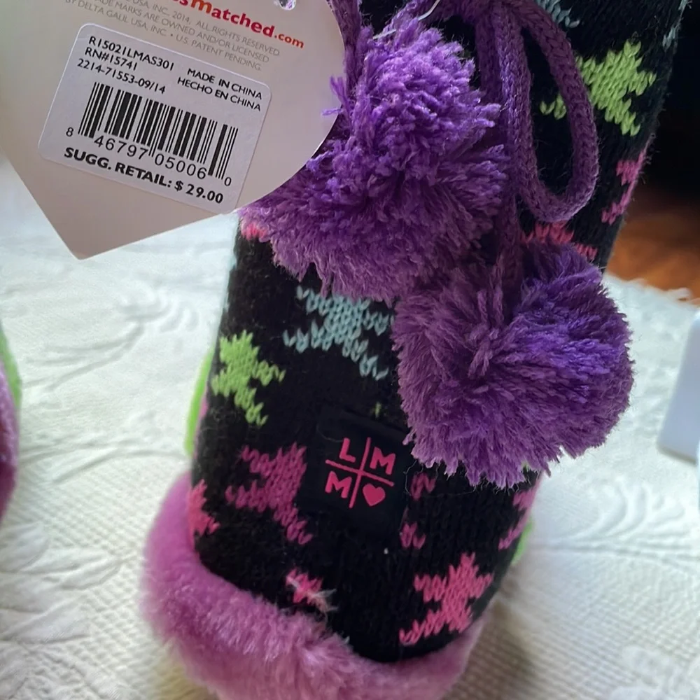 Y2K Slipper Sweater Boots - Rainbow Stripes Stars & Hearts - Little Miss…
